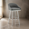 Dalza 26 Inch Swivel Counter Stool Chair, Cushioned Back, Gray Faux Leather By Casagear Home