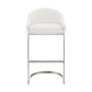 Holo 26 Inch Counter Stool Chair, Metal Cantilever Base, White Faux Leather By Casagear Home