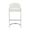 Holo 26 Inch Counter Stool Chair, Metal Cantilever Base, White Faux Leather By Casagear Home