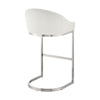 Holo 26 Inch Counter Stool Chair, Metal Cantilever Base, White Faux Leather By Casagear Home