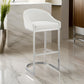 Holo 26 Inch Counter Stool Chair Metal Cantilever Base White Faux Leather By Casagear Home BM313654