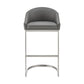 Holo 26 Inch Counter Stool Chair, Metal Cantilever Base, Gray Faux Leather By Casagear Home
