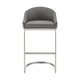 Holo 26 Inch Counter Stool Chair Metal Cantilever Base Gray Faux Leather By Casagear Home BM313655