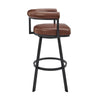 Weni 26 Inch Swivel Counter Stool Chair, Barrel Open Back, Black, Brown By Casagear Home