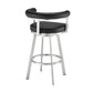 Weni 26 Inch Swivel Counter Stool Chair Barrel Open Back Chrome Black By Casagear Home BM313658