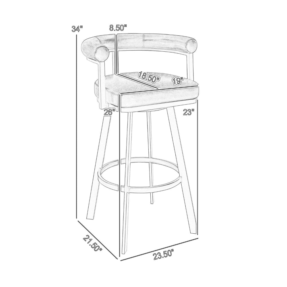 Weni 26 Inch Swivel Counter Stool Chair Barrel Open Back Chrome Black By Casagear Home BM313658