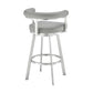 Weni 26 Inch Swivel Counter Stool, Barrel Open Back, Light Gray, Chrome By Casagear Home