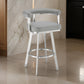 Weni 26 Inch Swivel Counter Stool, Barrel Open Back, Light Gray, Chrome By Casagear Home