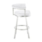 Weni 26 Inch Swivel Counter Stool Chair, Barrel Open Back, White, Steel By Casagear Home