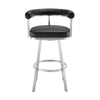 Weni 30 Inch Swivel Barstool Chair, Barrel Open Back, Black, Steel Frame By Casagear Home