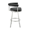 Weni 30 Inch Swivel Barstool Chair, Barrel Open Back, Black, Steel Frame By Casagear Home