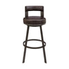 Ami 26 Inch Swivel Counter Stool Chair Curved Open Back Brown Faux Leather By Casagear Home BM313665