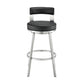 Ami 26 Inch Swivel Counter Stool Chair, Black Faux Leather, Stainless Steel By Casagear Home