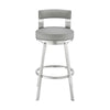 Ami 26 Inch Swivel Counter Stool Chair Light Gray Faux Leather Steel By Casagear Home BM313667