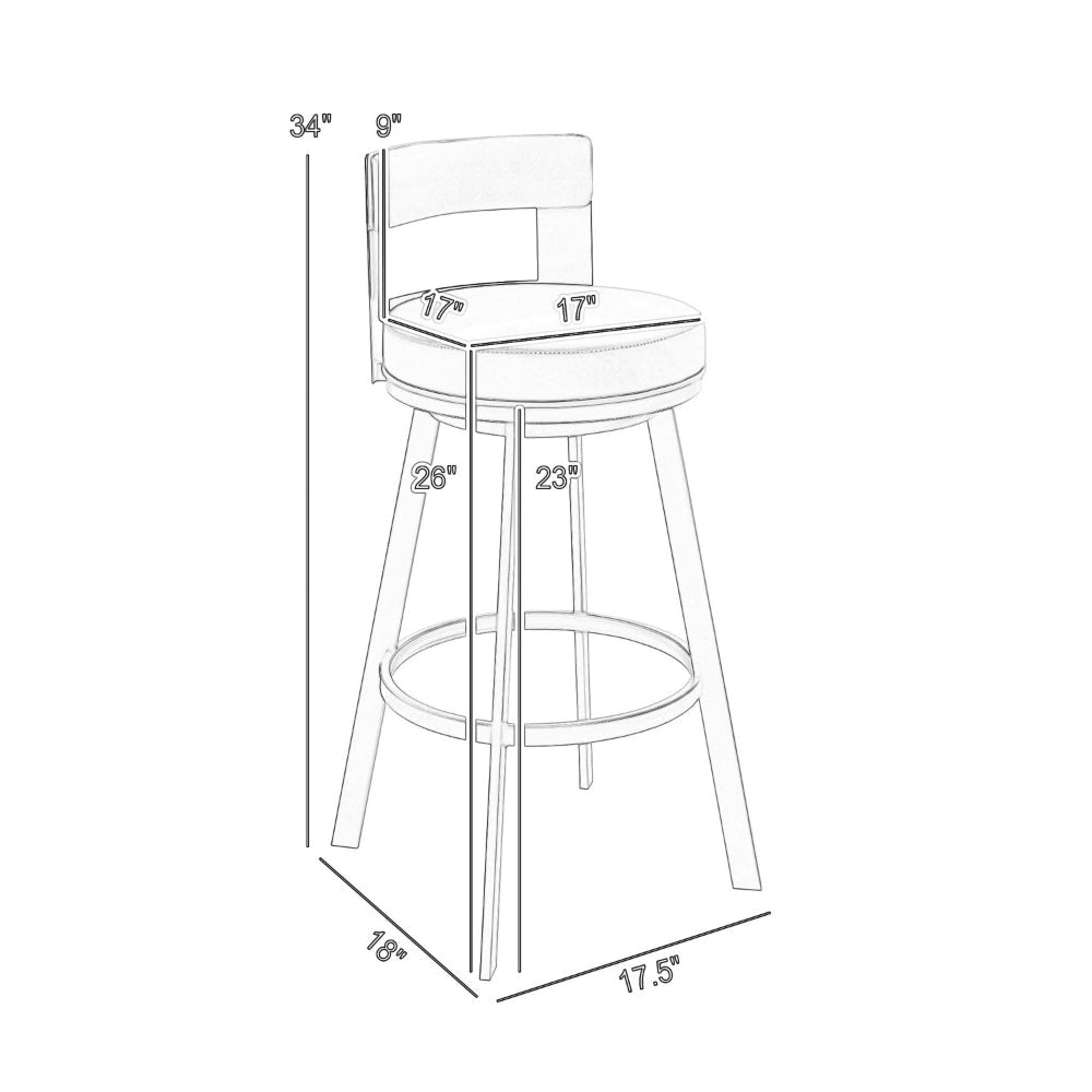 Ami 26 Inch Swivel Counter Stool Chair Light Gray Faux Leather Steel By Casagear Home BM313667