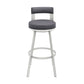 Ami 26 Inch Swivel Counter Stool Chair, Gray Faux Leather, Chrome Iron By Casagear Home