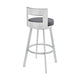 Ami 26 Inch Swivel Counter Stool Chair Gray Faux Leather Chrome Iron By Casagear Home BM313668