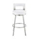 Ami 26 Inch Swivel Counter Stool Chair White Faux Leather Stainless Steel By Casagear Home BM313669