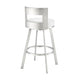 Ami 26 Inch Swivel Counter Stool Chair White Faux Leather Stainless Steel By Casagear Home BM313669
