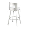 Ami 26 Inch Swivel Counter Stool Chair, White Faux Leather, Stainless Steel By Casagear Home