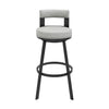 Ami 30 Inch Swivel Barstool Chair Gray Faux Leather Black Iron Frame By Casagear Home BM313670