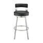 Ami 30 Inch Swivel Barstool Chair Black Faux Leather Stainless Steel By Casagear Home BM313672