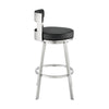 Ami 30 Inch Swivel Barstool Chair Black Faux Leather Stainless Steel By Casagear Home BM313672