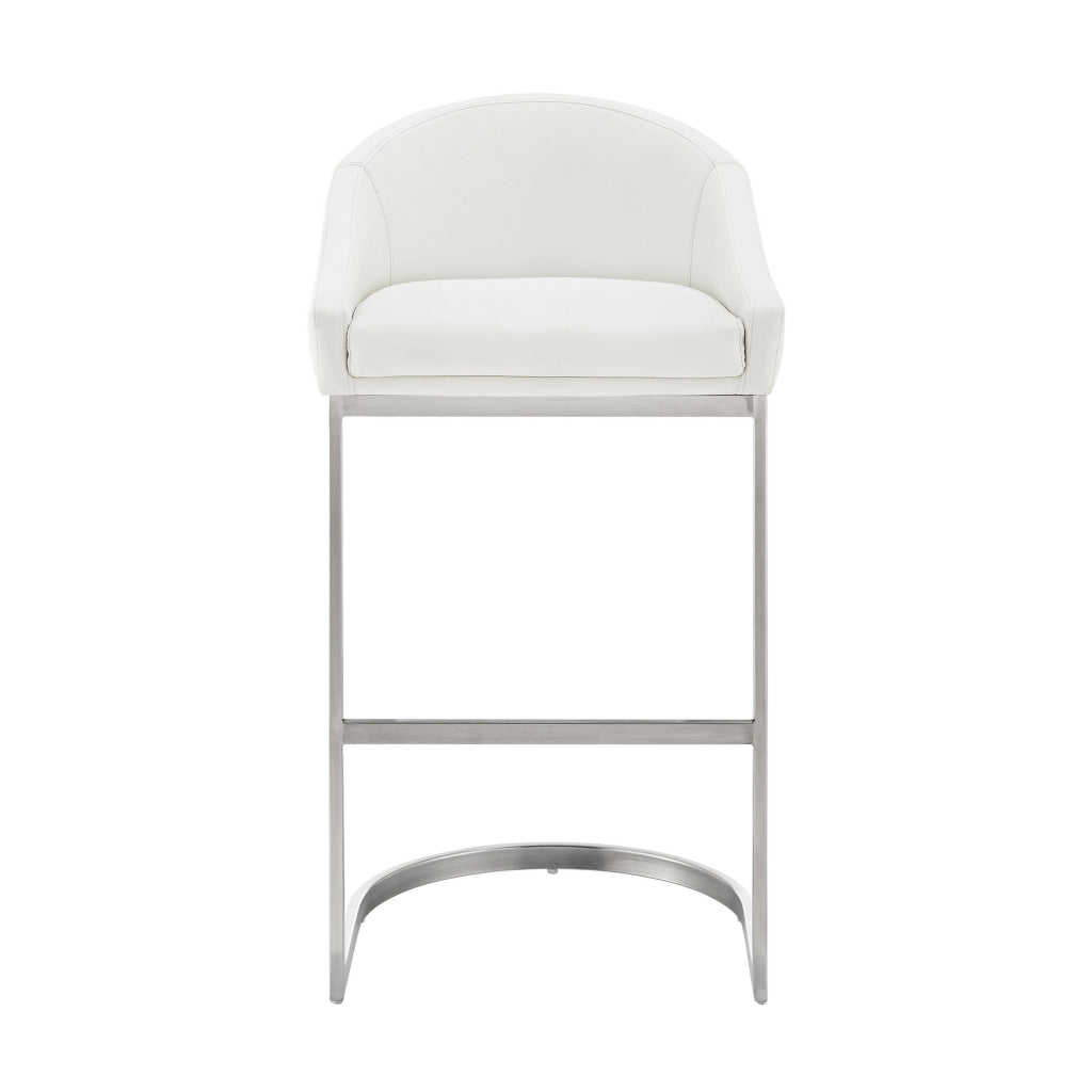 Holo 30 Inch Barstool Chair L Shaped Cantilever Base White Faux Leather By Casagear Home BM313678