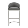 Holo 30 Inch Barstool Chair, L Shaped Cantilever Base, Gray Faux Leather By Casagear Home