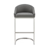 Holo 30 Inch Barstool Chair, L Shaped Cantilever Base, Gray Faux Leather By Casagear Home