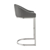 Holo 30 Inch Barstool Chair, L Shaped Cantilever Base, Gray Faux Leather By Casagear Home