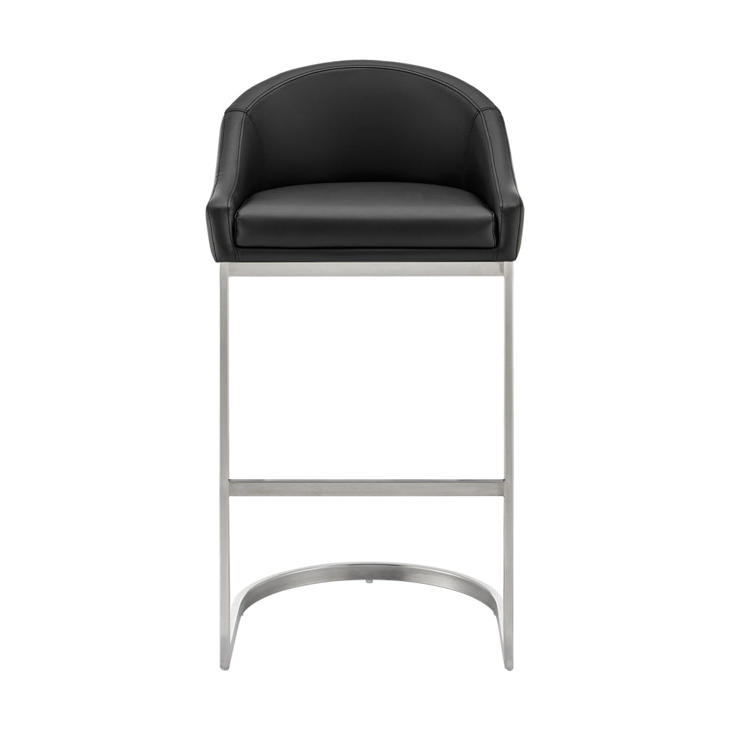 Holo 30 Inch Barstool Chair L Shaped Cantilever Base Black Faux Leather By Casagear Home BM313680