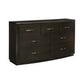 Pagi 64 Inch Dresser, 7 Drawer, Dark Bronze Bar Handles, Dark Gray Finish By Casagear Home