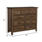 Reva 50 Inch Dresser 9 Drawers Black Metal Light Brown Solid Wood By Casagear Home BM314218