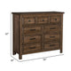 Reva 50 Inch Dresser 9 Drawers Black Metal Light Brown Solid Wood By Casagear Home BM314218