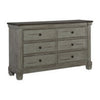 Cadie 64 Inch Dresser, 6 Dovetail Drawers, Coffee Brown, Antique Gray Wood By Casagear Home