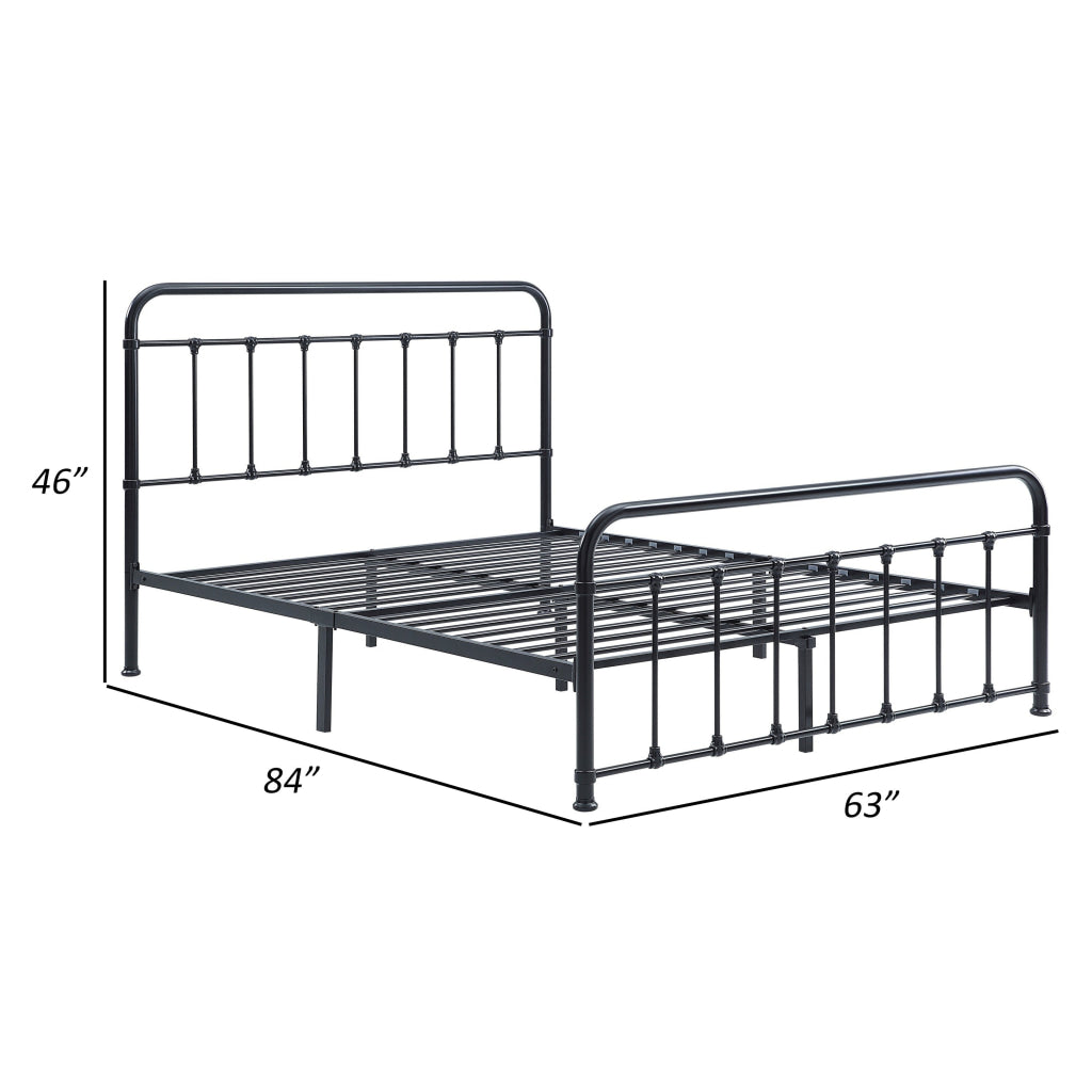 Ryan Queen Platform Bed Slatted Headboard Footboard Black Metal Frame By Casagear Home BM314225