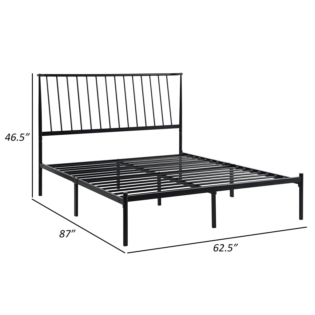 Angie Queen Bed Platform Foundation Slatted Headboard Black Metal Frame By Casagear Home BM314226