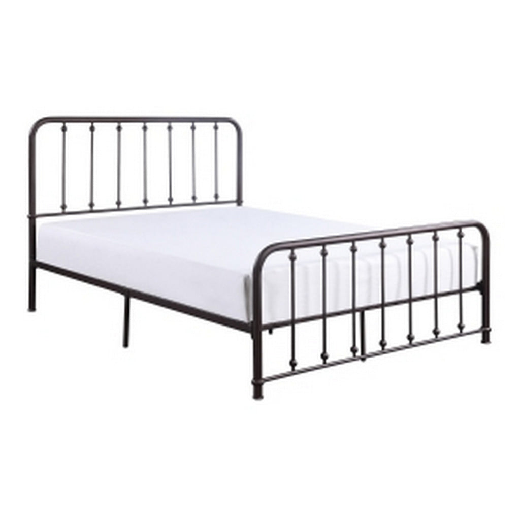 Ken Queen Bed Vertical Slatted Headboard Footboard Dark Bronze Metal By Casagear Home BM314228