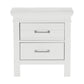 Candy 25 Inch Nightstand 2 Drawers Nickel Bar Handles White Solid Wood By Casagear Home BM314231