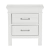 Candy 25 Inch Nightstand 2 Drawers Nickel Bar Handles White Solid Wood By Casagear Home BM314231