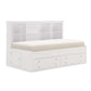 Eso Twin Lounge Bed with Storage Shelf Cabinet USB Port White Birch By Casagear Home BM314235