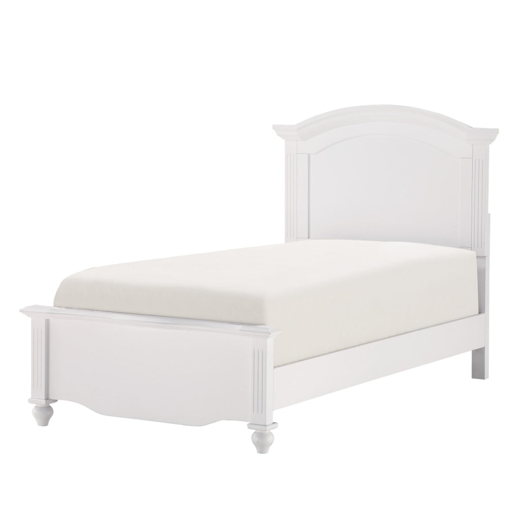 Eso Full Size Bed with Tall Headboard White Birch Veneer Solid Wood By Casagear Home BM314236