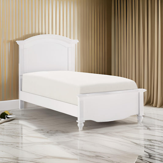 Eso Full Size Bed with Tall Headboard White Birch Veneer Solid Wood By Casagear Home BM314236