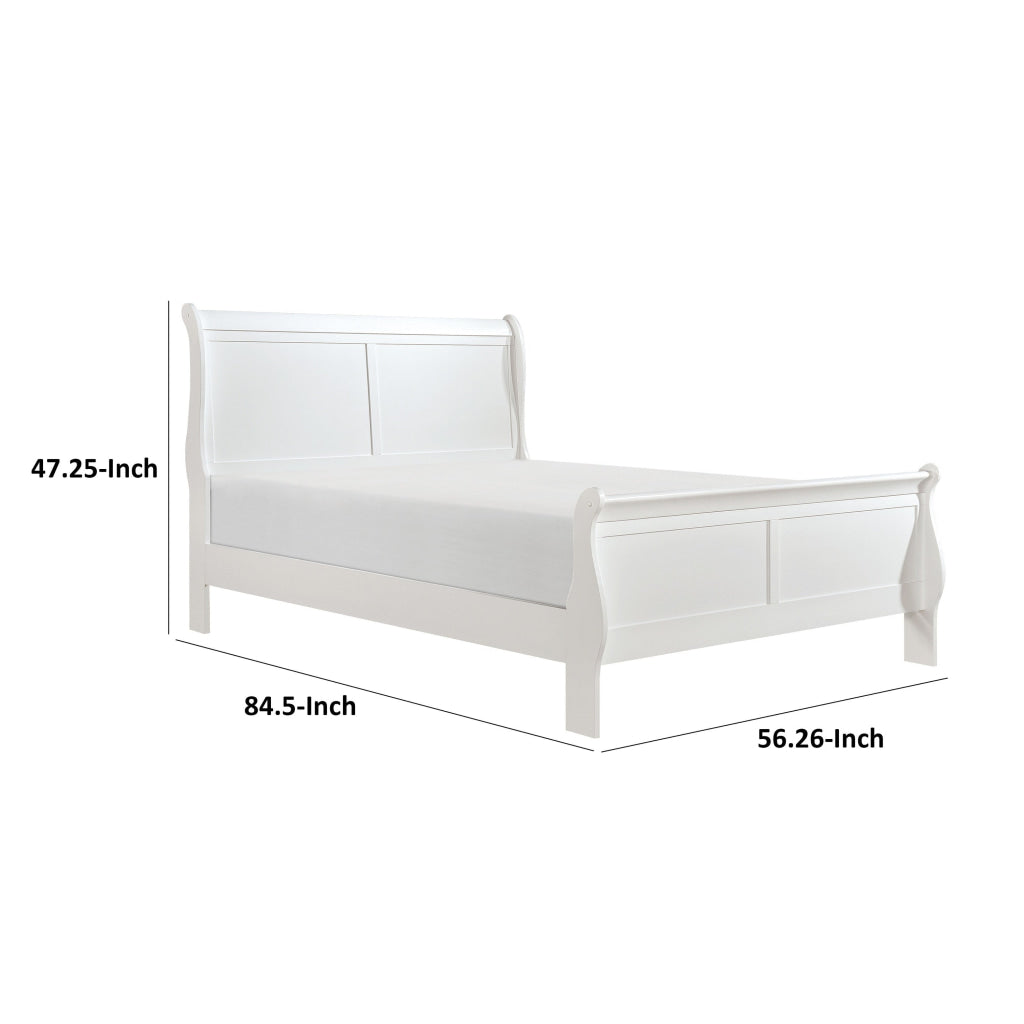 Vele Full Size Bed with Panel Headboard Classic White Solid Wood Finish By Casagear Home BM314238