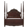 Park Queen Size Poster Bed with Shell Motifs and Burl Inlays, Brown Veneer By Casagear Home