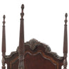 Park Queen Size Poster Bed with Shell Motifs and Burl Inlays, Brown Veneer By Casagear Home