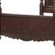 Park Queen Size Poster Bed with Shell Motifs and Burl Inlays, Brown Veneer By Casagear Home