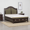 Stoe Queen Sleigh Bed, Padded Headboard, Storage Footboard, Brown Wood By Casagear Home