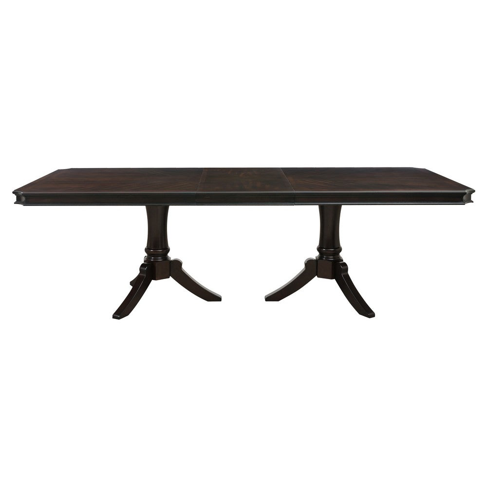 Stoe 76-96" Dining Table, Extendable, Pedestal Base, Brown by Casagear Home